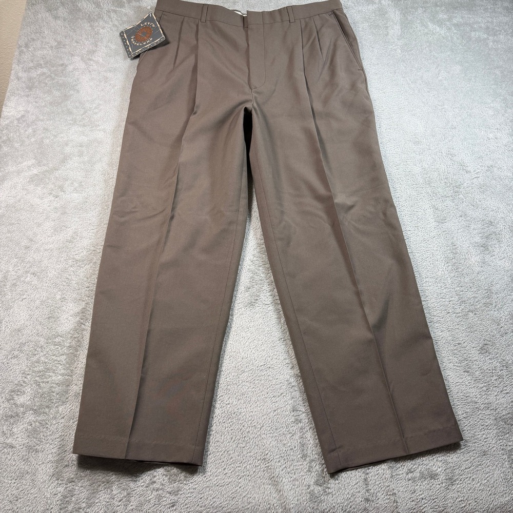 Vintage Levis Travelers Dress Pants Mens 36x29 Brown Pleated Wool Blend USA NOS